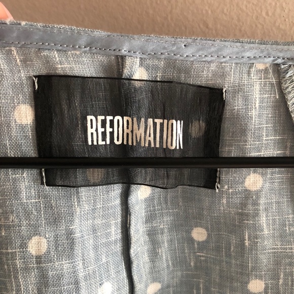 Reformation Peach Linen Crop Tie Top - Picture 3 of 6